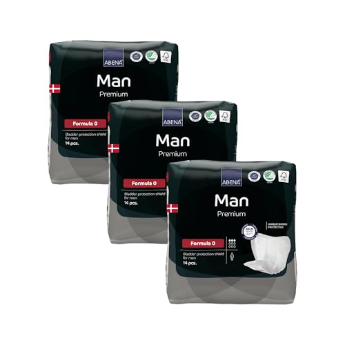 ABENA Man Formula 0 Premium MONATSPAKET (14 x 3 = 42 Stück) Inkontinenzeinlagen für Herren, 300 ml Saugfähigkeit, schnell einziehende, diskrete und anatomische geformte Inkontinenzeinlagen für Männer