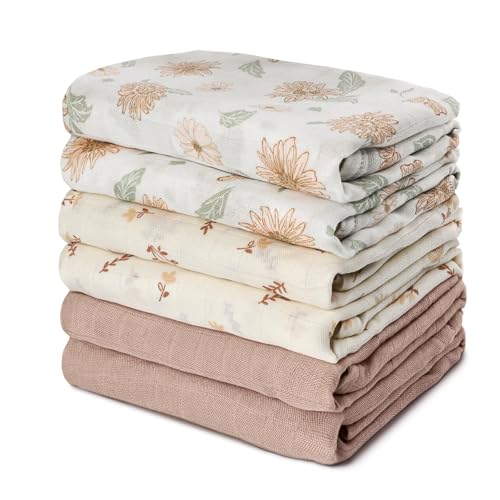 GLLQUEN BABY Receiving Blanket Boy Cotton Muslin Swaddle Blankets Girl Newborn Squares Breathable & Soft Thin Baby Blankets Cloths Double Absorbent...