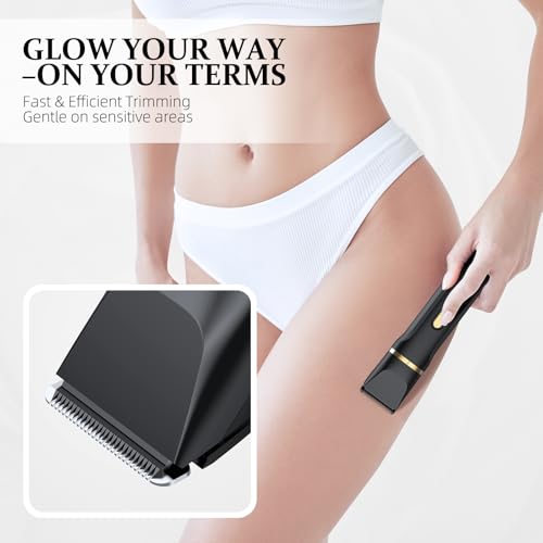 5-in-1 Bikini Trimmer for Women, IPX7 Waterproof Electric Razors Shaver, Cordless Body Hair Trimmer, Facial & Pubic Hair Removal, Ceramic Blade (Black)