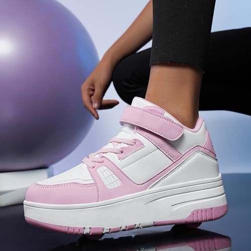 Nsasy Kids High-Top Roller Skates Shoes with 4 Wheels