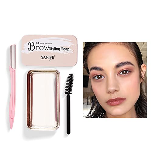 Gel Sourcils Transparent,Sourcils Savon,Ssavon Sourcils Transparent,Gel Fixateur Sourcils Brows Makeup Gel Soap,pour Les Sourcils Gel pour Les Sourcils Imperméable et Durable (Set B)