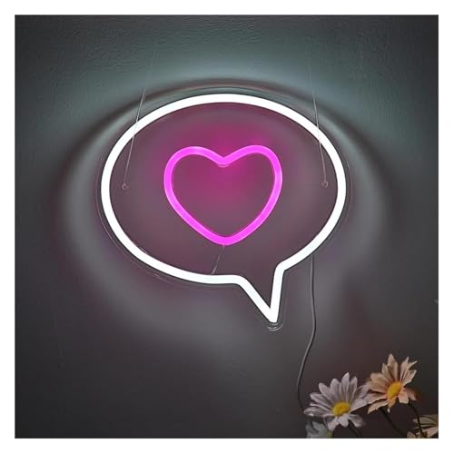 Néon bulle avec cœur à intensité variable pour décoration lumineuse murale