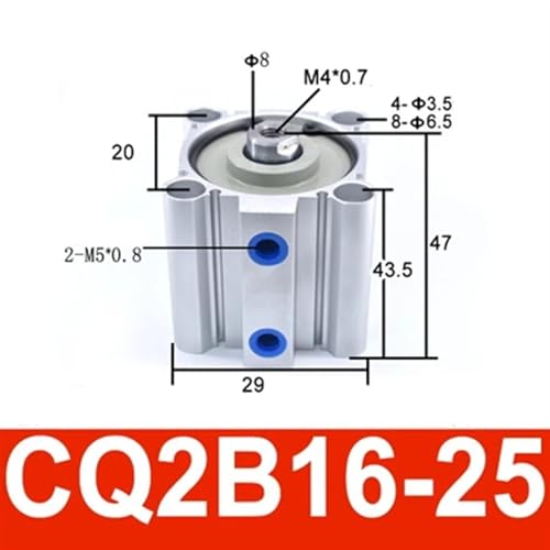 Cilindro compacto de aire CQ2B16-25 de doble efecto y alta precisión 3
