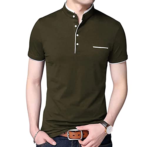 Image of Stylish and Handsome Mandarin Collar Half Sleeves T Shirt for Men Combo (Pack of 1)