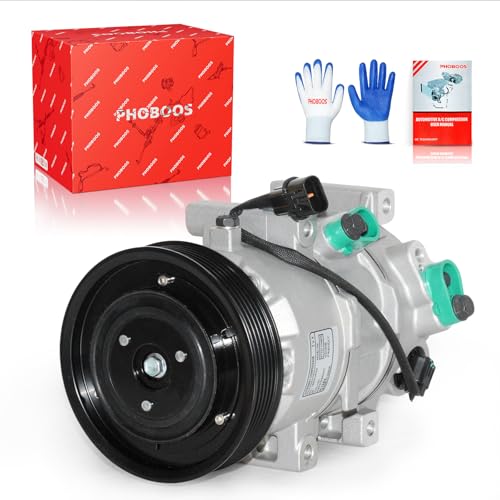 PHOBOOS A/C Compressor with Clutch Compatible with Hyundai Accent 2012-2017, Kia Rio 2012-2017, L4 1.6L. Fast Cooling, Low Noise, Easy Installation, Ref. CO-20765C, 178324