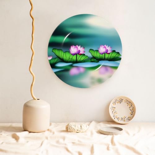 Platos decorativos de loto grabados con soporte de exhibición para manualidades finas 6