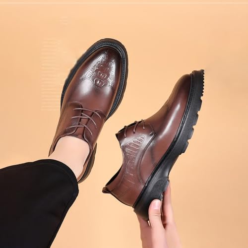 Men's Business Casual Genuine Leather Soft-Soled Shoes, Fashionable lace-up Low-top Formal Thick-Soled Hand-Sewn Round-Toed Soft Rubber-Soled Non-Slip and Waterproof Leather Shoes3