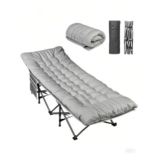 WLIVE 1200D Double Layer Oxford Camping Cots for Adults, Folding Cots for Sleeping with Mattress, Outdoor Folding Bed with Carry Bag, Portable Camping Bed for Sleeping, Resting, Camping, Greige