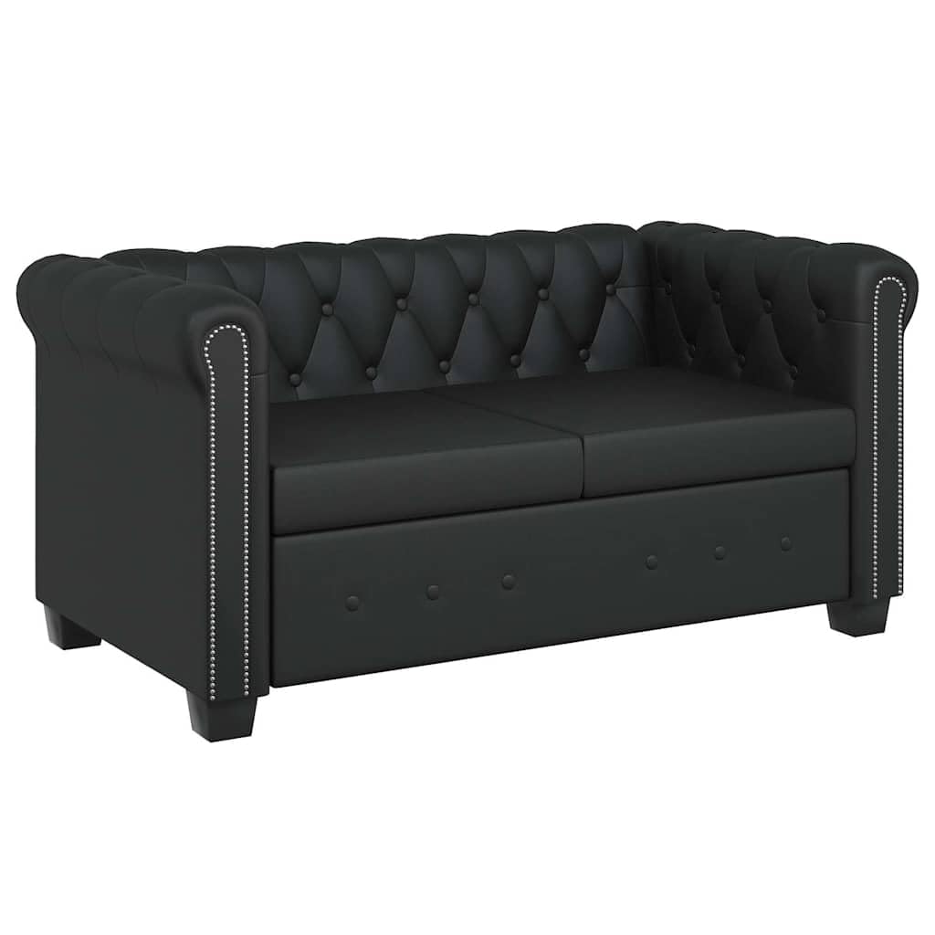 vidaXL Chesterfield 2-Seater Artificial Leather Black