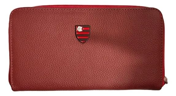 Carteira Flamengo Com Zipper Feminina Vermelha - Arena Couros