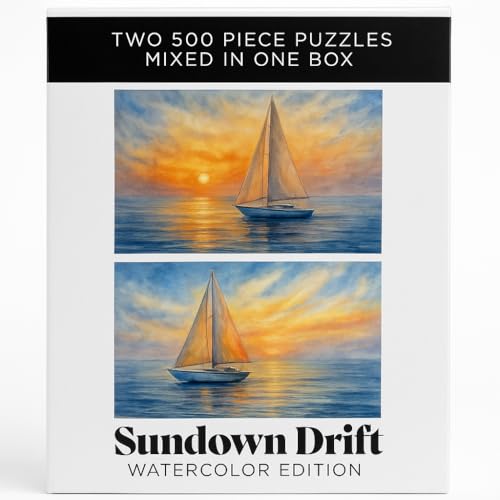 1000 Piece Puzzle for Adults – Dual Challenging Sunset Drift Puzzles Mixed Together – Premium Jigsaw Puzzle Challenge in One Box – Difficult...