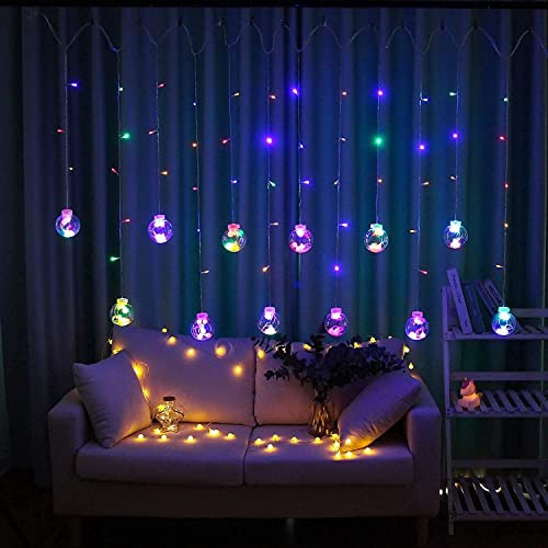 Image of Lexton Ball Curtain Light | 12 Balls | 6 Big Balls 6 Small Balls | 8 Flashing Modes | Multicolor | for Indoor & Outdoor Decorations