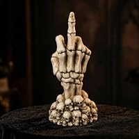 MIJOMA Figura decorativa de mano de esqueleto, con base de