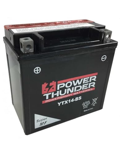 Bateria motocicleta Power Thunder YTX14-BS 12v 12AH medidas 150 x 87 x 145 mms