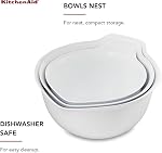 KitchenAid - Mixing Bowls, 3-Piece Nesting Mixing Bowl Set with Non-Slip Bases and Pour Spouts (White)