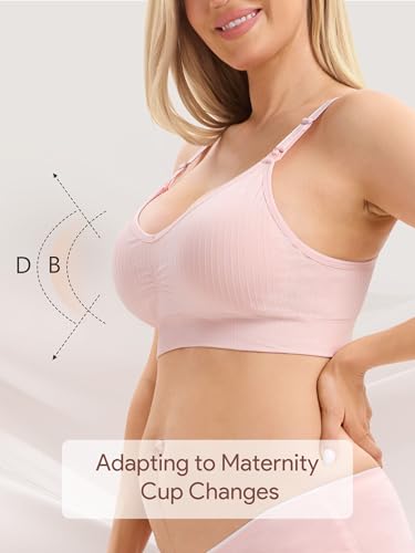 Angelhood Ribbed Nursing Bra Wireless V Neck Maternity Nursing Bra Low Cut Bralette Sleeping Breastfeeding with Extenders4