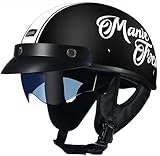 Casco De Motocicleta De Medio Casco Abierto Con Visera Solar Desplegable, Casco De Motocicleta Retro Aprobado Por ECE Para Crucero, Chopper, Scooter, Bicicleta A, XL=59~60cm