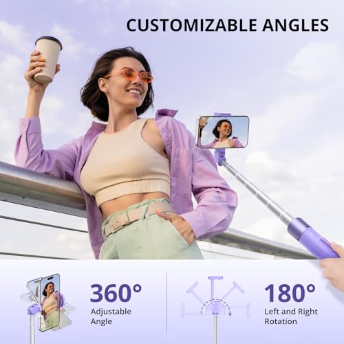 Image of ATUMTEK Smartphone Tripod, Selfie Stick, 59.1 inches (150 cm), Long Type, Selfie Stand, Aluminum, Rechargeable, Bluetooth Remote Control, 360� Rotation, Supports YouTube Vlog, TikTok, Sports Events,