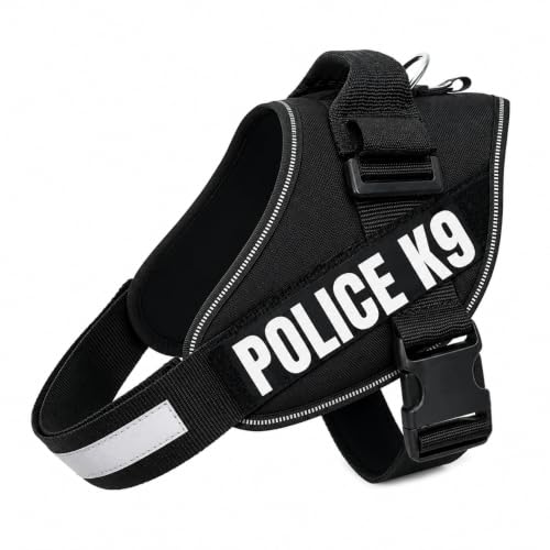 Image of Hurrypets No Pull Reflective Dog Harness with Handle, Black, XL | Personalised Adjustable, Breathable Mesh Padded Nylon K9 Chest Body Belt