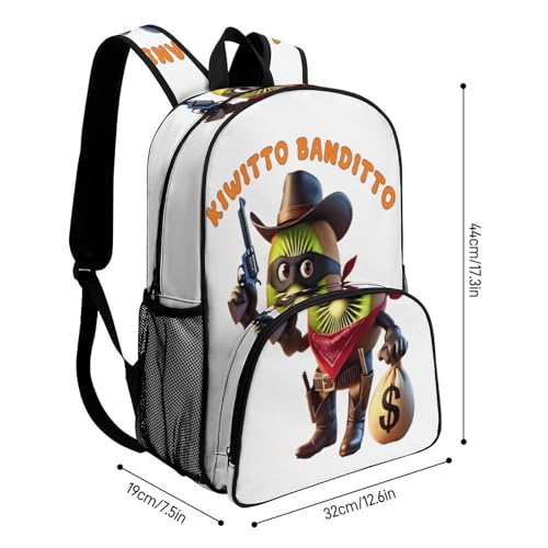 Kiwitto-Banditto Merch Large Travel Backpack Italian-Brainrot Meme Waterproof Lightweight Daypack White 44x32x19cm2