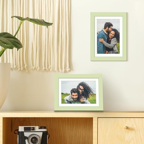 Image of upsimples 5x7 Picture Frame, Display Pictures 4x6 with Mat or 5 x 7 Without, Wall Hanging Photo Frames, Green, 1 Pack