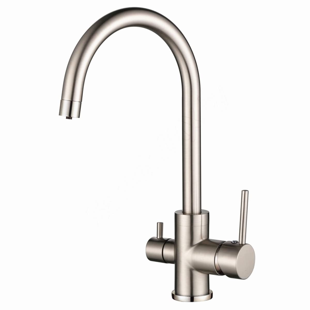 Techzm Tri Flow Water Filtration Kitchen Faucet 3 Way Water Filter Taps Brushed Nickel