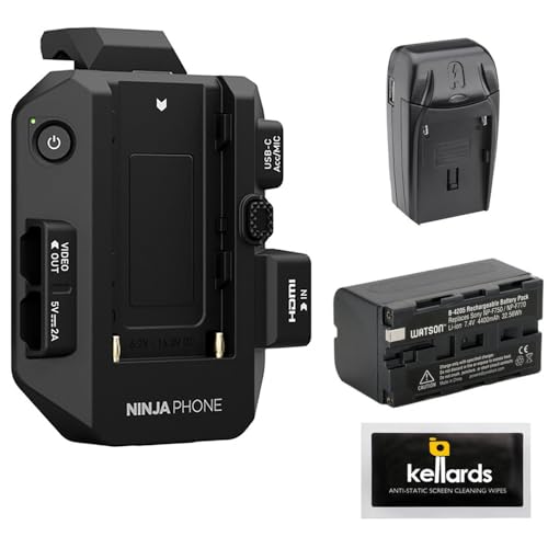 Image of Atomos Ninja Phone Video Co-Processor Bundle with NP-F770 Lithium-Ion Battery Pack, Compact AC /DC Charger & Screen Cleaning Wipes