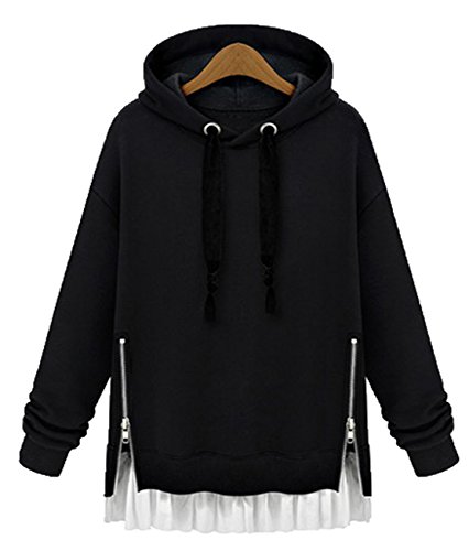 Sweat à capuche noir épais YALI le confort haut de gamme en taille XXXXL