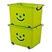 Iris Ohyama, Set di 2 cubi portaoggetti, 34 L, impilabile, con ruote e maniglia, camera da letto, sala giochi - Kids Box KCB-43 - Verde