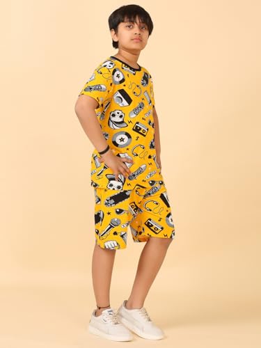 Image of Boys Halfsleeves Cotton Solid /Printed T-Shirt & Shorts Summer Co-ord Set /Clothing Set /Casual wear