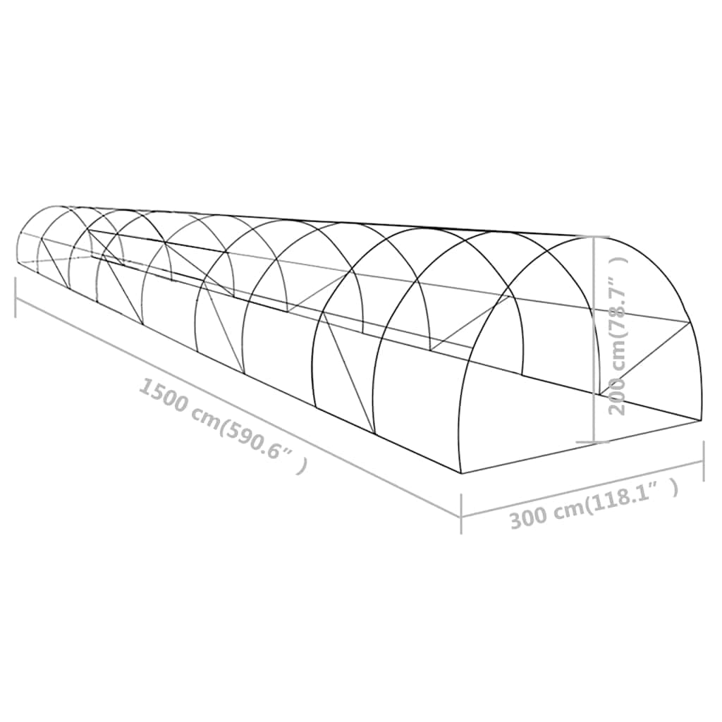 Szklarnia, domek do uprawy pomidorów, tunel foliowy 45 m², 15 x 3 x 2 m, z 20 oknami bocznymi, tkanina siatkowa PE o gramaturze 140 g/m², ocynkowana rama stalowa