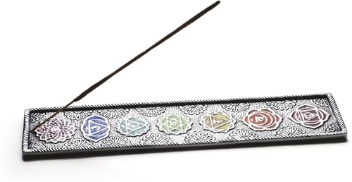Chakras Incense Holder Silver Stick Incense Burner for Yoga, Meditation, Chakra Alignment, Ash Catcher, Handmade Spiritual Gift, Home Decor Incense Burner for Sticks
