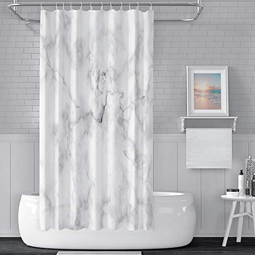 OERJU 72x96inch Black and White Marble Shower Curtain Cracked Lines
