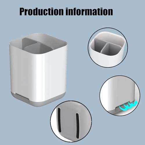 Grey Toothbrush Organizer with 3 Slots and Drainage Holes - Compact Bathroom Toothbrush Holder - Cosy Home Interiors Grey Toothbrush Organizer with 3 Slots and Drainage Holes - Compact Bathroom Toothbrush Holder - Image 3