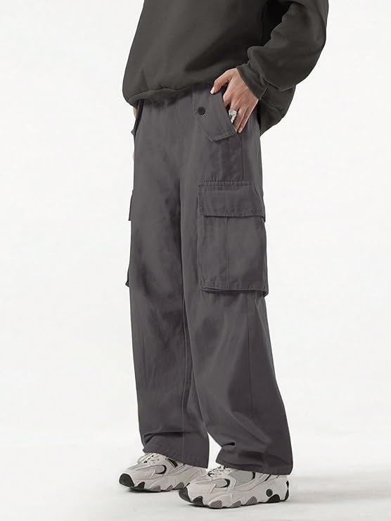 Image of GRECIILOOKS Men's Cargo Pants | 6 Pocket Cotton Cargo Joggers for Men | Loose Fit Stylish Pant with Pockets | Casual Baggy Trousers & Streetwear Lower