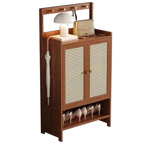 Placard organisateur pour salon et chambre avec meuble de rangement à chaussures en bambou