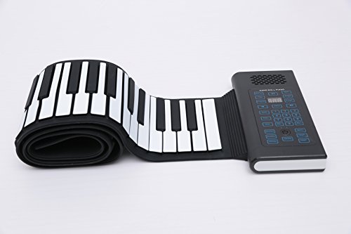 KikerTech 61 Keys - 2017 Premium Grade Silicone Roll Up Piano Keyboard with Built-In Speaker, Connecting Pedal