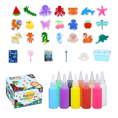 Kit Gel De Agua - Conjunto Sensorial Arte Y Ocio Con 10 Geles Y 12 Moldes, Fabricante Squishy Aqua | Actividad DIY Creativa Para 5+ | Escuela Familia Cumpleaños Aula Casa
