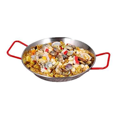 QXSJEDYCH Olla for Paella de acero inoxidable, sartenes españolas for arroz y mariscos con asas dobles, olla for cocinar en casa, platos for freír Picnic, bandeja for aperitivos Plato(28cm)