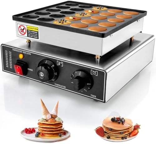 Electric Mini Dutch Pancake Maker, 25/50PCS, 850W/1700W Non-Stick Waffle Maker with Timer Control (0-5 Min) & Temperature Control (50-300°C) for Restaurant Kitchen
