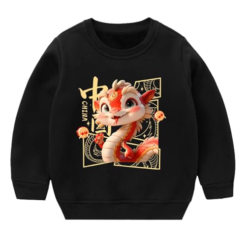 Boys New Year Printed Sweatsuit Winter Warm Round Neck Sweatshirt Active Pullover for Toddler Kids