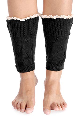 Venukiss 3 Pairs Womens Short Leg Warmers Winter Warm Crochet Knitted Boot Cuffs Topper Socks Gifts