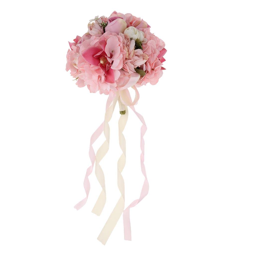 Pink Rose Bouquet -Wedding Bridal Bouquet Bridesmaid Flower Holding Flowers-image-34