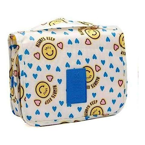 King&Pig Toiletry Bag Multifunction Cosmetic Bag Portable Makeup Pouch Waterproof Travel Hanging Organizer Bag Travel Storage Bag (yellow smile face) Cover