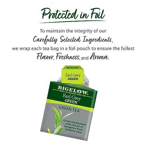 Image of Bigelow Tea Earl Grey Green Tea, Caffeinated Tea, 20 Count (Pack of 6) | 120 Total Tea Bags