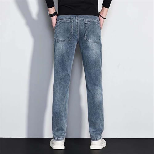 Men's Vintage Straight Trendy Jeans Slim Fit Washed Soft Stretch Denim Pants Streetwear4