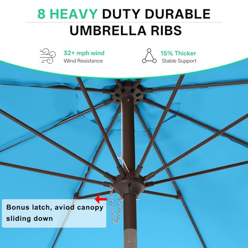 Image of ABCCANOPY 9ft Scalloped Patio Umbrella, Outdoor Table Umbrella with Tilt and Crank, Fiberglass Ribs Deck Umbrella for Patio, Pool, Garden, Picnic (Aquamarine)