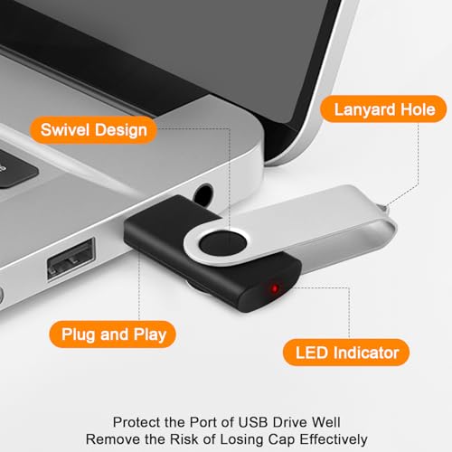 Image of USB Drive 32GB Flash Drives 10 Pack, Swivel Memory Stick Pendrive Jump Drives Multipack, Portable Memoria USB Storage Flash Drive Photo Stick Data Backup for Home, School, Office Supplies