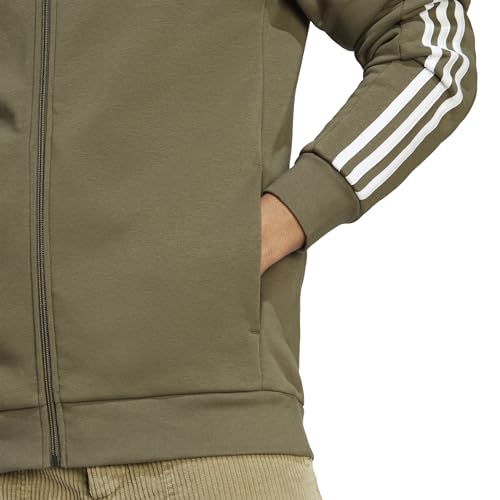 Image of adidas Essentials Men's Fleece 3-Stripes Full-Zip Hoodie Top with Hood