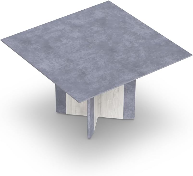 NBF Square Conference Table – Modern Office Desk for Meeting, Podcast, Seminars, Laminate Top Conference Room – 48" D x 48" W x 29.5" H, Stormy Gray, Ashwood White